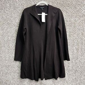 Eileen Fisher Sweater Jacket Women’s M Brown Silk Cotton Interlock Collar Open L